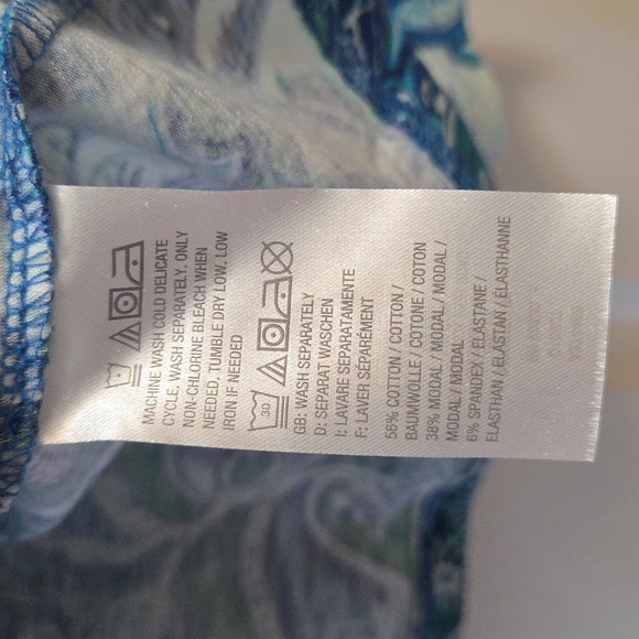 belle by Kim Gravel Blue and Green Paisley Long Sleeve Tee - Picture 3 of 4